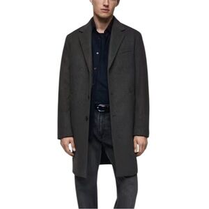 NEW Mango MNG Wool Blend Car Coat XL Slim Fit Tailored Preppy Classic Staple